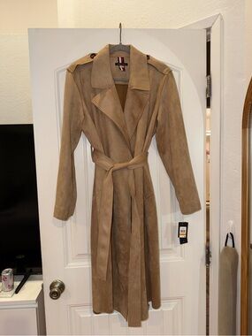 TOMMY HILFIGER | Belted Suede Trench Coat Size Small